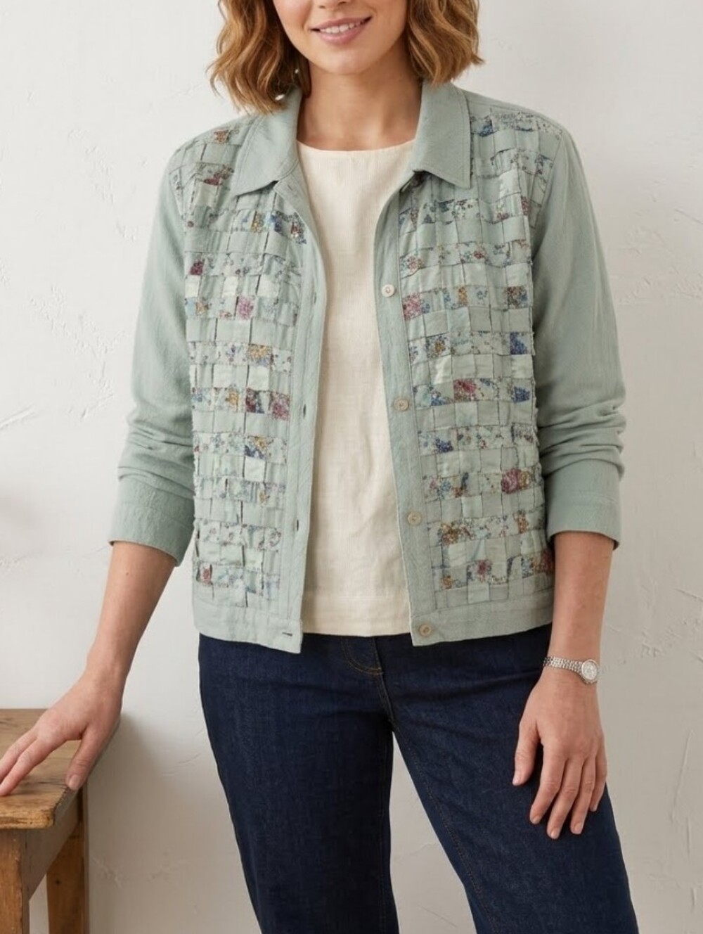 Vintage 90s Y2K Lattice Cottagecore Grannycore Shabby Chic Button-Up Shirt